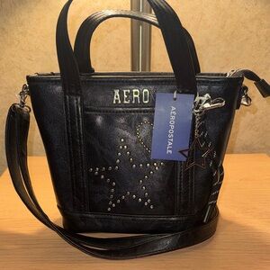 Aeropostale Black Studded Star Crossbody Tote